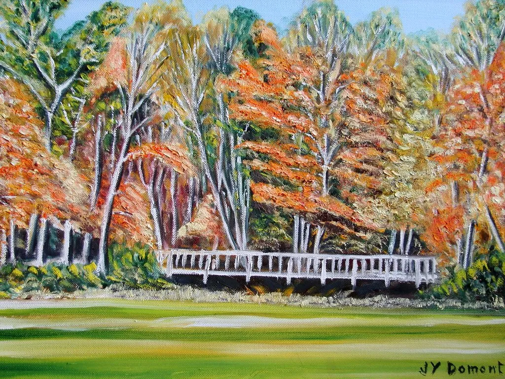Etats-Unis : le pont en automne aux montagnes blanches