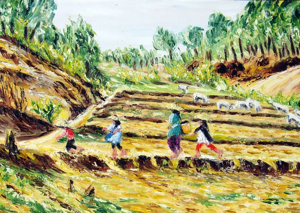 Birmanie : la traversée des rizières asséchées