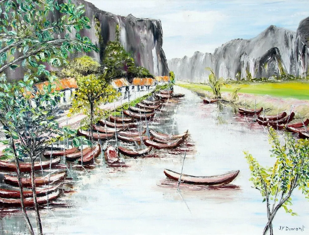 Vietnam : les barques de la baie d'Halong