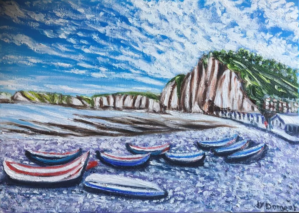 Les barques sur la plage d'Yport