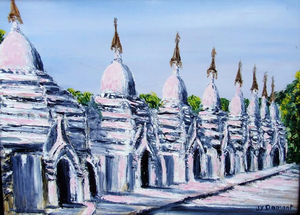 Birmanie : coucher de soleil sur les stupas