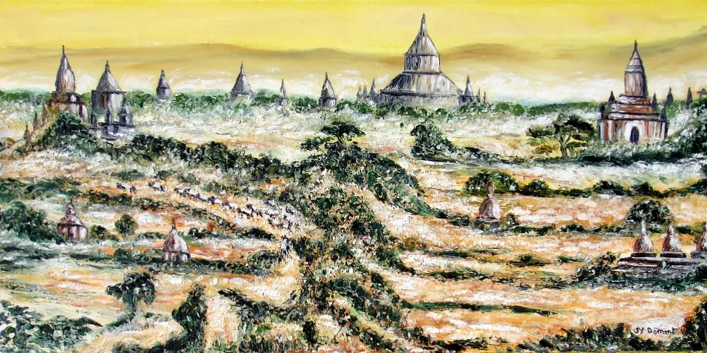 Birmanie : coucher de soleil sur les temples de Bagan
