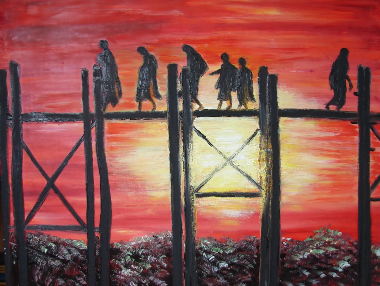 Birmanie : coucher de soleil sur le pont U Bein