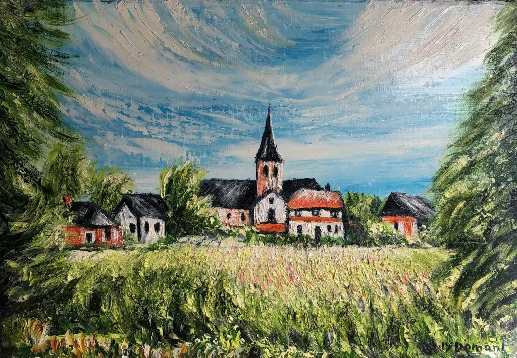 Osmoy- St-Valéry : le village depuis le pont de la Béthune