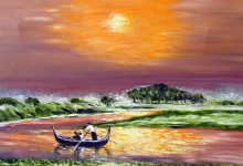 Birmanie : promenade en pirogue au coucher de soleil