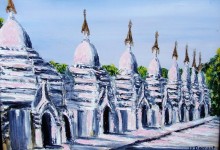 Birmanie : coucher de soleil sur les stupas