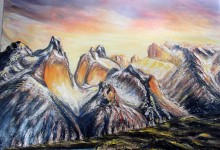 Chili : soleil couchant sur les montagnes de Patagonie