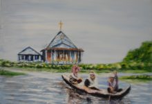 Cambodge : l'église flottante et la barque des religieuses sur le lac Tonie-Sap